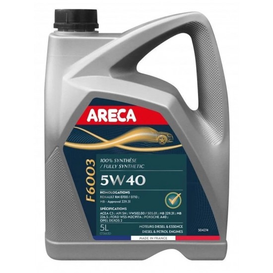 Масло ARECA F6003 C3 5W40 5L на 59.90 лв. от Automarks.bg