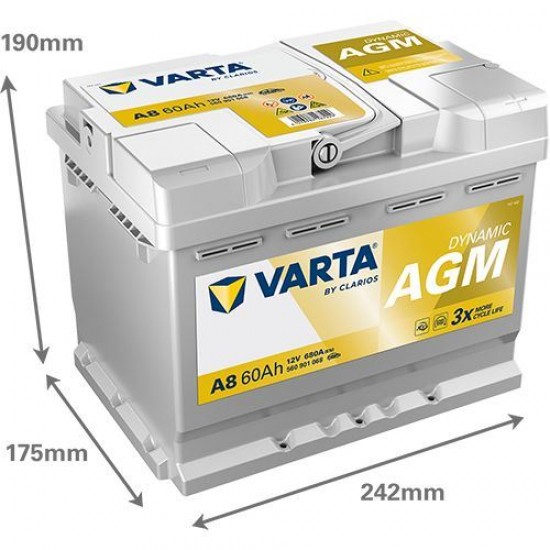 АКУМУЛАТОР VARTA AGM 60Ah 680A R+ на 298.00 лв. от Automarks.bg